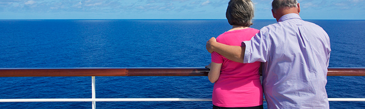 couple on cruise ship hugging