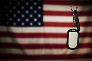 american flag and dog tags