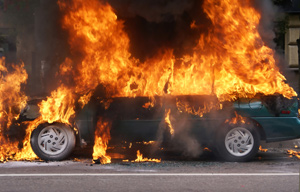 a car on fire