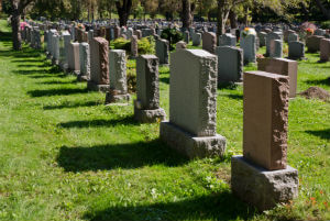 headstones at cemetary