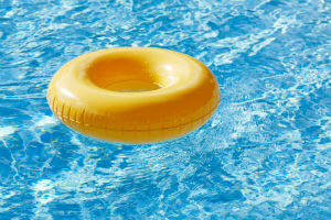 yellow float in pool