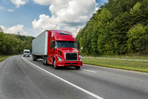 red truck driving