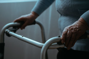nursing home resident using a walker