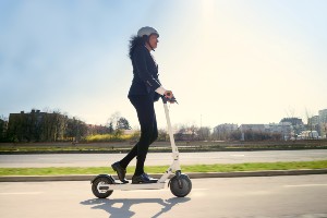 female scooter rider in city