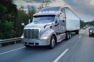 semi-truck driving in traffic