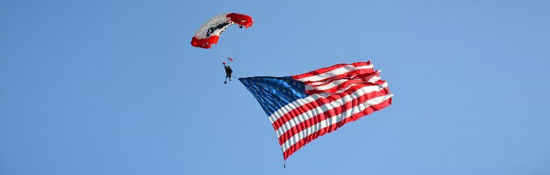 american flag parachute for Wounded Warrior event in Jupiter, Fl