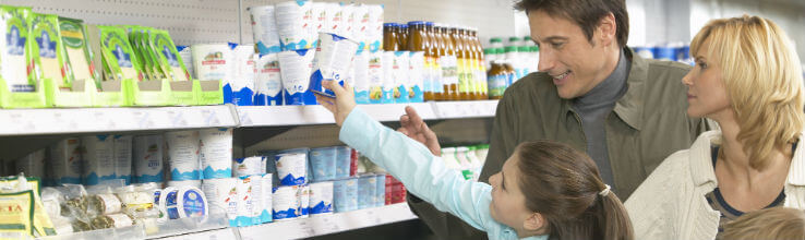 products on grocery store shelf